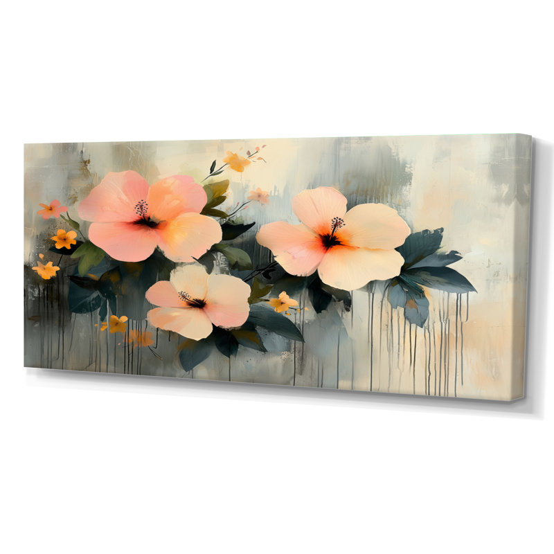 Irmuun Minimalisme, Hibiscus Spring Symphony - Hibiscus Wall Art, H 28 po x l 60 po, Toile tendue, Ne s’applique pas