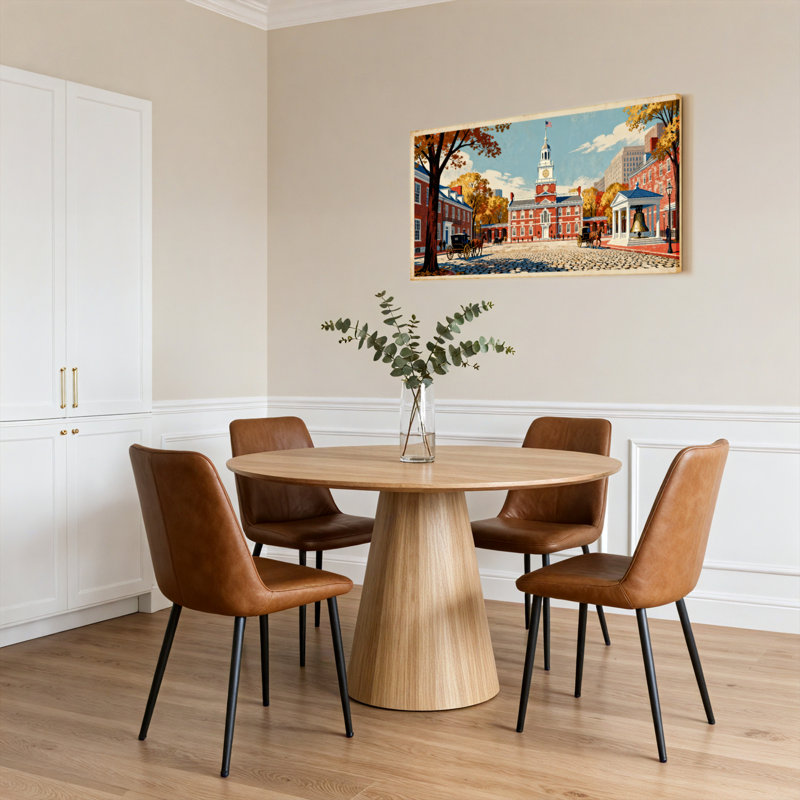 Ensemble de 1 tableau sur toile représentant Independence Hall et la cloche de la Liberté, H 28 po x l 58 po