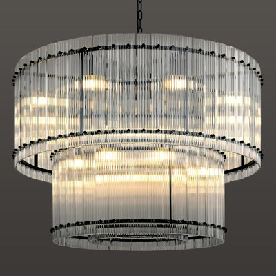 16-light 37''W Round Dimmable Tiered Chandelier with Crystal Accents (Bulbs Included)