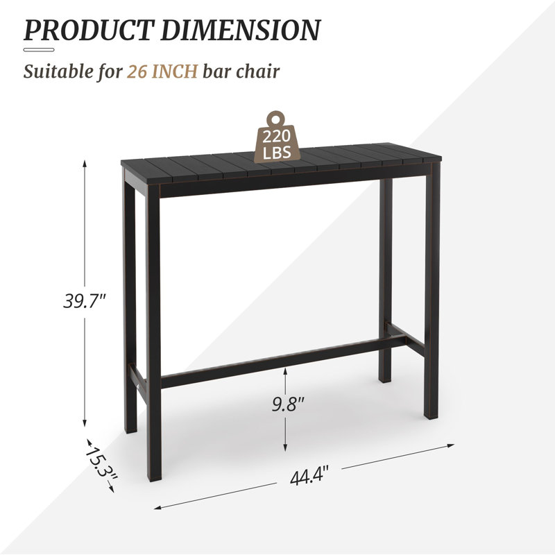 Table de bar Seto, Noir, H 39,4 po x l 45 po x P 15,3 po