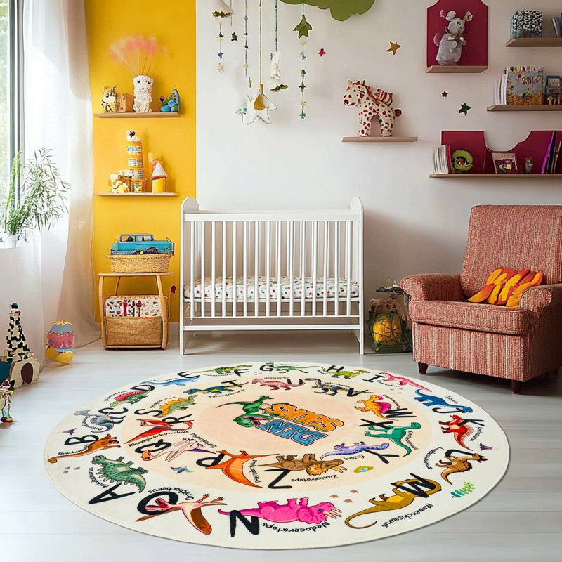 Tapis de jeu lavable et antidérapant pour enfants, Rond 3 pi 9 po