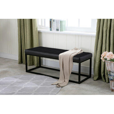 Holtman Faux Leather Bench with Metal Legs