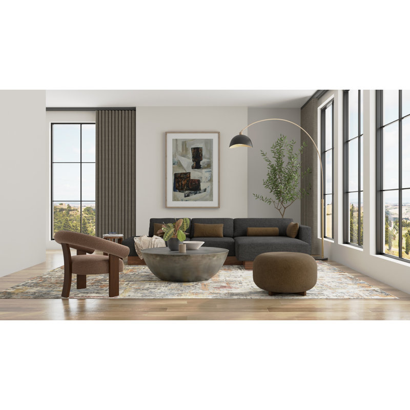 Tapis gris à motif abstrait moderne Lenda, Rectangulaire 2 pi x 3 pi