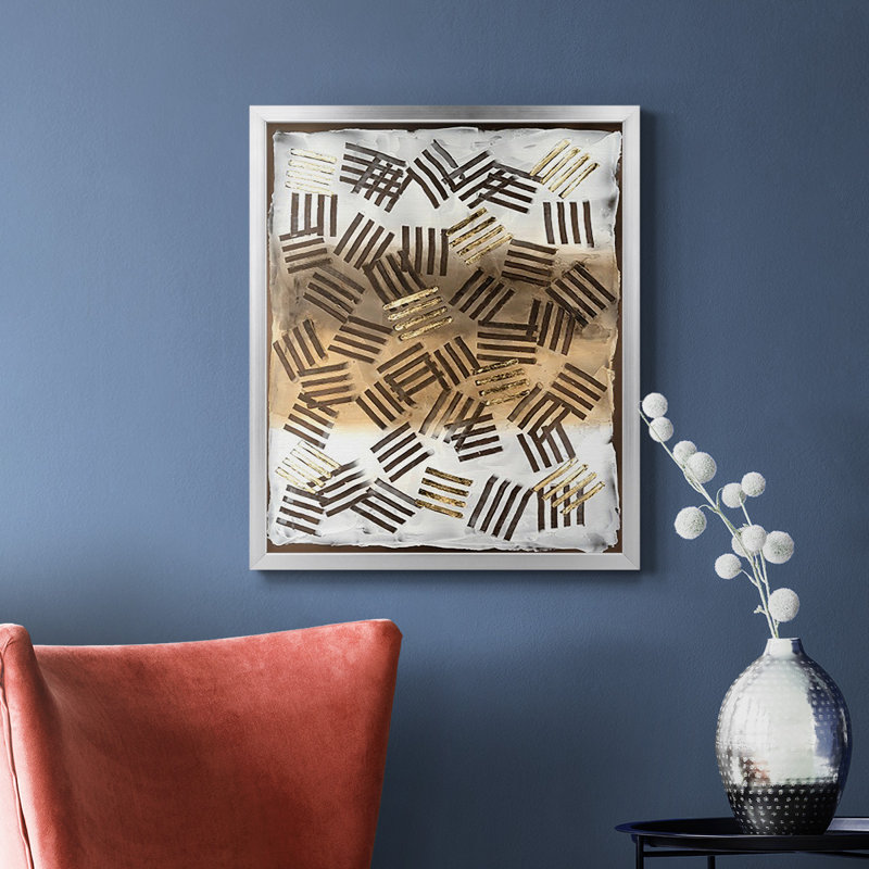 Toile encadrée de qualité supérieure Raffia Palm II - prête à être accrochée, H 24 po x l 20 po, Argent