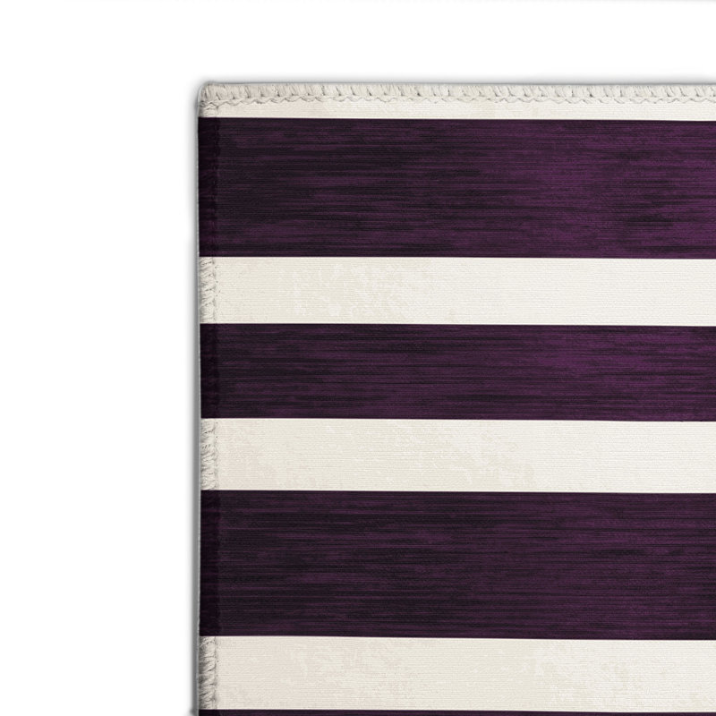 Tapis intérieur / extérieur mauve HorizontalStripes, Rectangulaire 8 pi x 10 pi