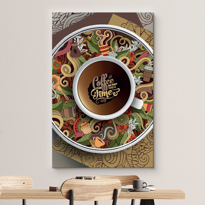 «Coffee Time», tasse de café sur une plaque de style graffiti, art de la maison moderne, H 18 po x l 12 po