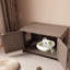 Cat Litter Box Enclosure with Barn Door, Wooden Cat Washroom Furniture, Multi-Functional End Table, Greige