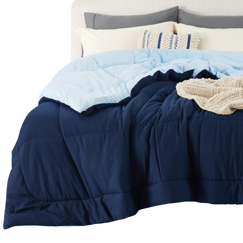 Bedsure Full Color Block Quilted Duvet Insert – Navy Blue & Blue, Down Alternative, All-Season, Navy Blue/Blue, Full Quilt