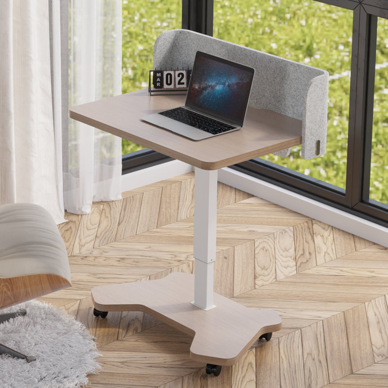 31‘’ Pneumatic Standing Table With Desk Divider, Wood