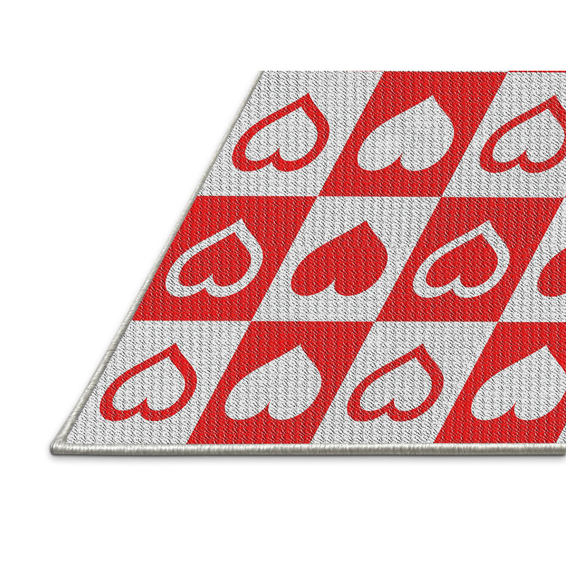 Tapis rouge/blanc à motifs Bonenfant, Rectangle 2 pi x 3 pi