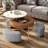 Lift-Top Extendable Frame Coffee Table Included 3 Stools，Round Coffee Table with Storage