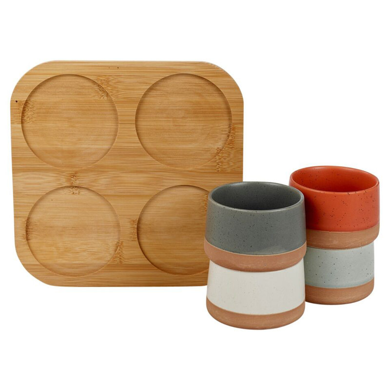 4 Pc Stoneware Serving Condiment Sets