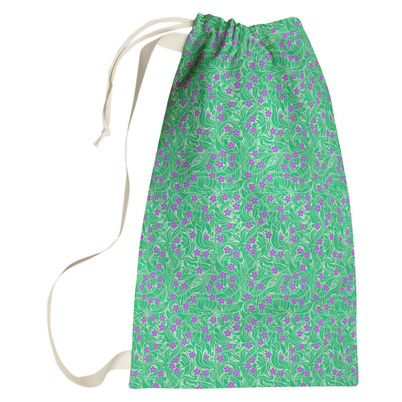 Leffel Fabric Laundry Bag with Handles, Small ( 64" H x 20" W x 1.5" D), Green/Purple