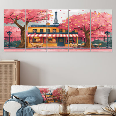 «Springtime Flowers At Café De Paris - City Paris», ensemble de reproductions d'art mural