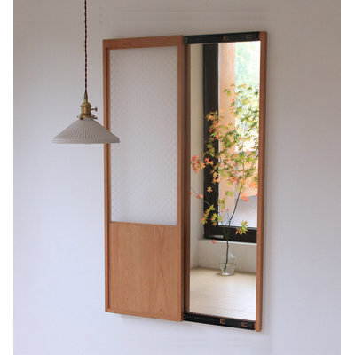 Modern Minimalist Solid Wood Sliding Hidden Storage Full Length Mirror