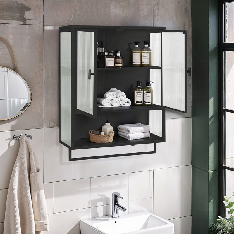 Armoire murale 23,62 "à deux portes, Black, Black