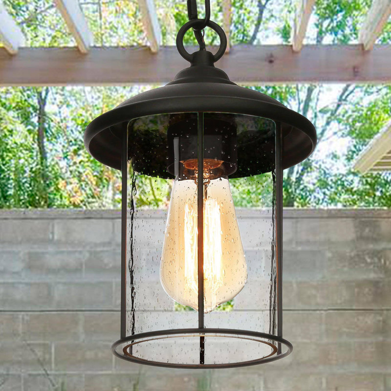 Reynoldsville 1-Light 6.7"W Modern Black Outdoor Hanging Pendant