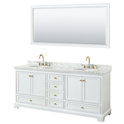 Ensemble de meuble-lavabo double 80 "avec miroir Deborah