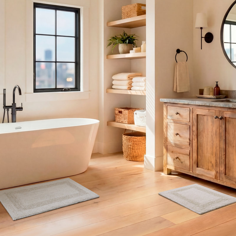 Ensemble de tapis pour salle de bain réversible Lucky Brand, Beige