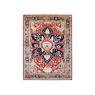 8'11" x 12'0" New Hand Knotted Red Wool Rectangle Oriental Rug - MOA10220104
