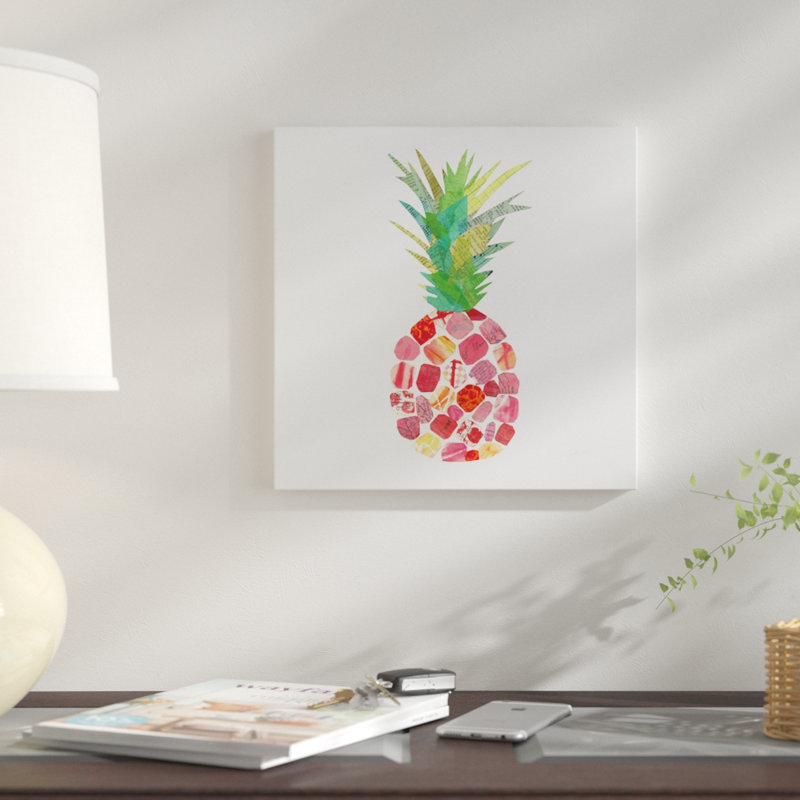 « tropical fun ananas i », impression sur toile, H 48 po x l 48 po x P 1,5 po, Toile tendue, Pas de tapis