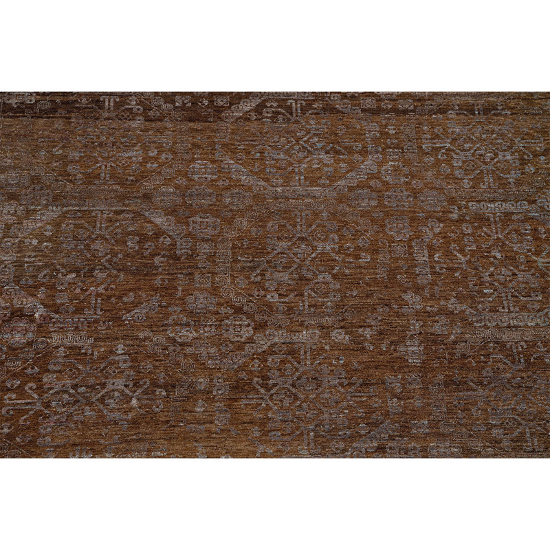 Tapis brun et multicolore noué à la main de haute qualité, Rectangle 8 pi x 10 pi