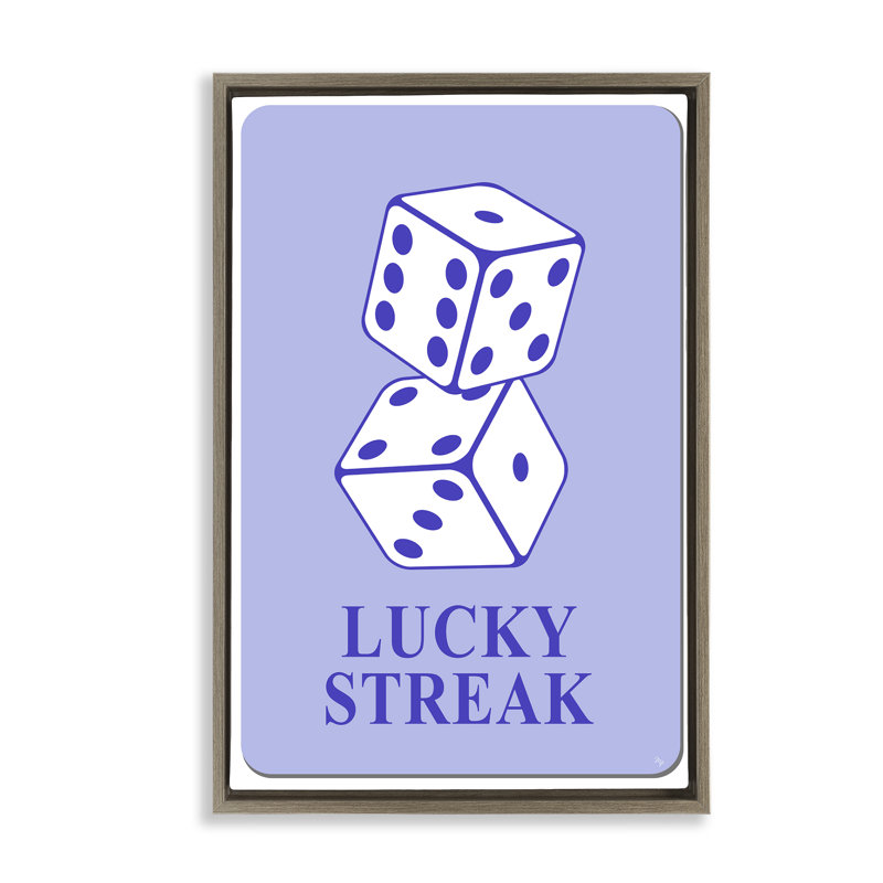 Toile flottante encadrée "Blue Lucky Streak Dice" par Martina Pavlova, H 31 po x l 21 po, Cadre flottant orme Montalcino