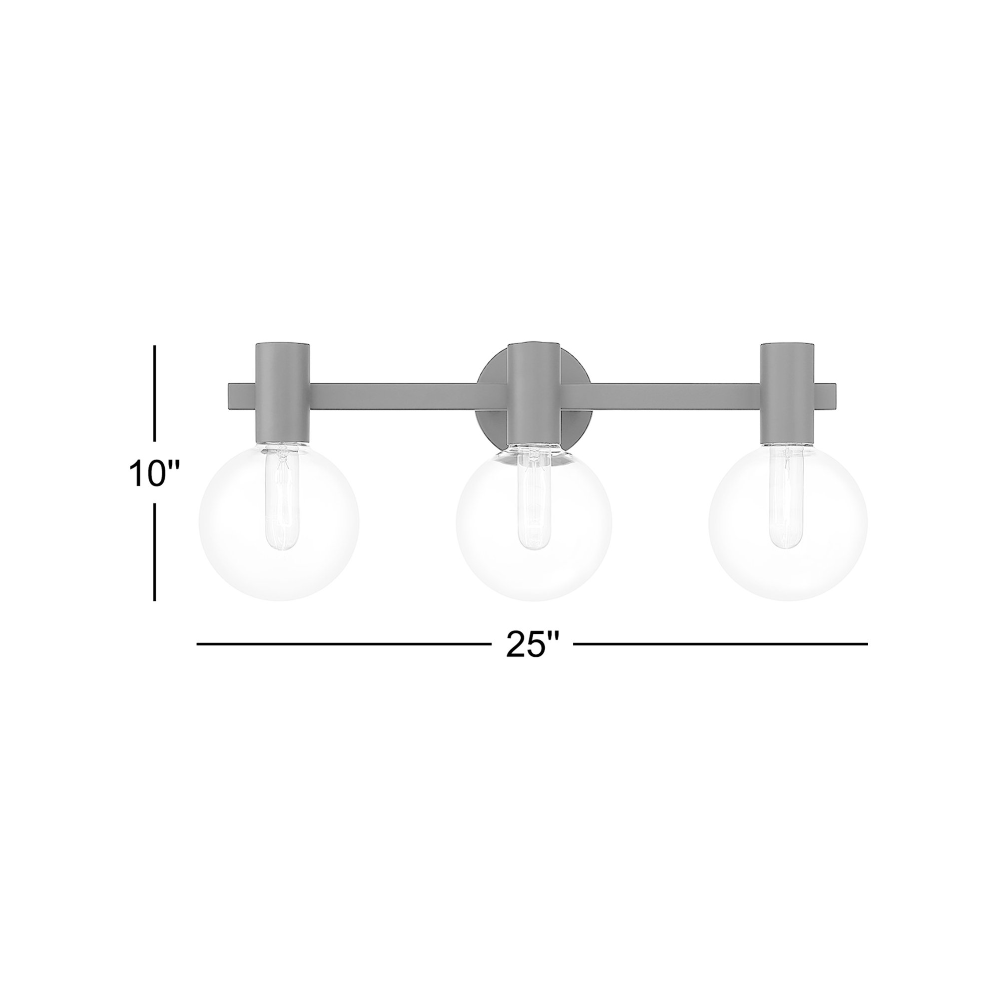 Ryenne 4 - Light Vanity Light, 10" H x 25" W x 25" D, 3 Lights, Matte Black