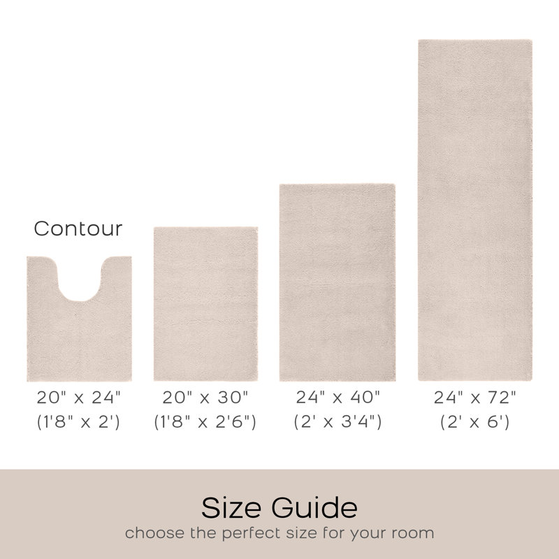 Marshmallow Natural Rectangle Quick Dry 24x40'' Bath Rug with Non-Slip Backing, Rectangle- 40" L x 24" W, Natural