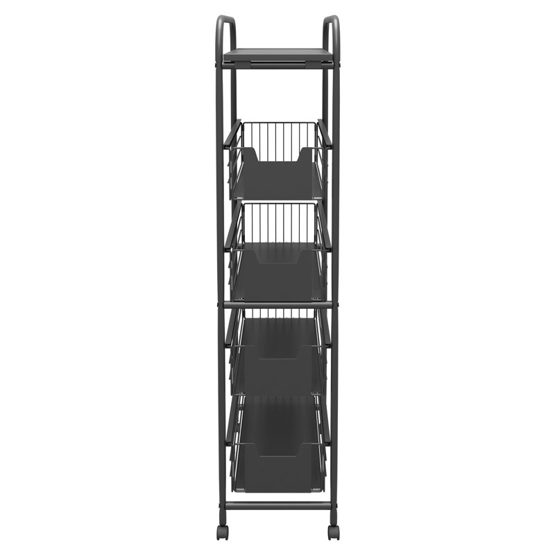 Metal Rolling Utility Cart with Wheels, 41''x15''x10'', 41.3" H × 9.6" W × 15.2" D