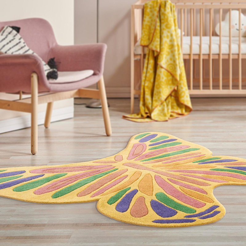 Tapis en laine pour enfants Unique Loom Butterfly Playtime, Nouveauté 4 pi 2 po x 4 pi 11 po