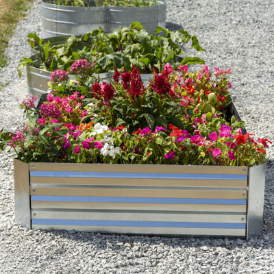 Grapevine Galvanized Steel Raised Garden Bed, Rectangular, Silver