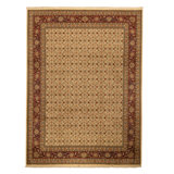 Hand Knotted Wool Oriental Area Rug in Ivory And Wine