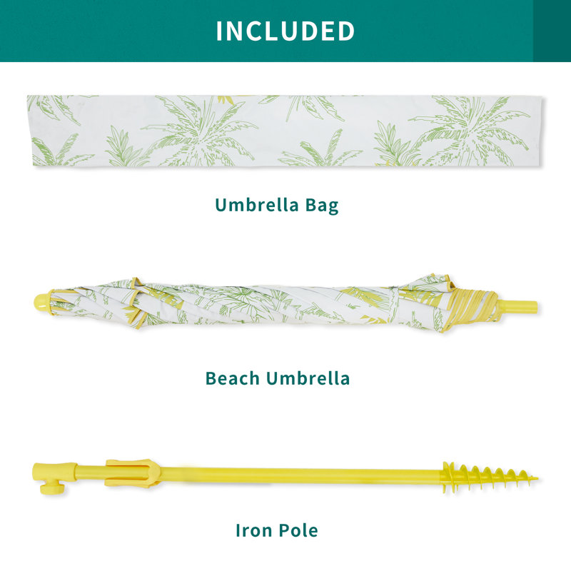 Parasol de plage 5 pi 4 po Moncher, Jaune