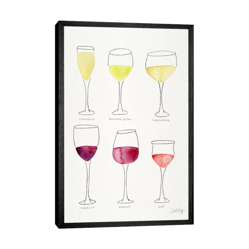 Wine Glasses 1 Piece Painting on Canvas, 101.6 cm H x 66.04 cm W, Black Floater Framed