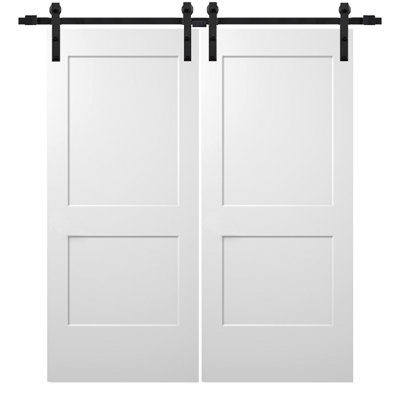 Molded Interior Door 80'' Solid + Manufactured Wood Paneled without Installation Hardware Kit Barn Door