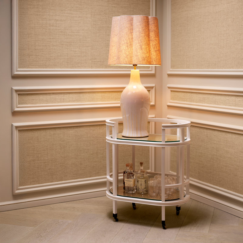 Trolley Bahamas Piano White Finish Natural Cane