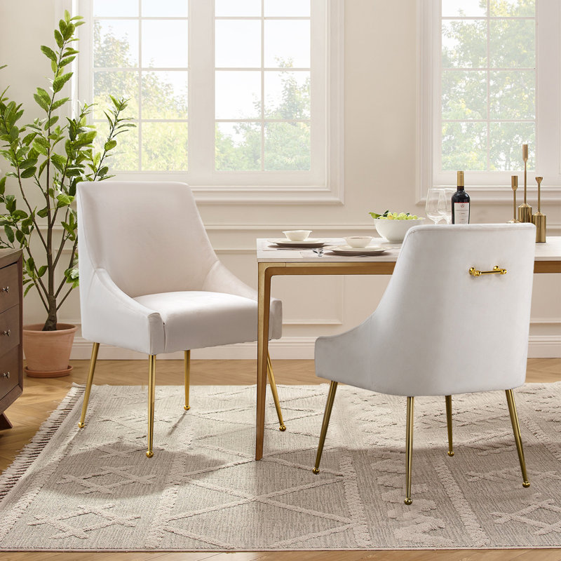  Chaise d'appoint rembourrée Krafick, Velours blanc