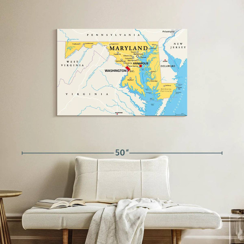 Carte d'Aliaz, Maryland, H 26 po x l 39 po