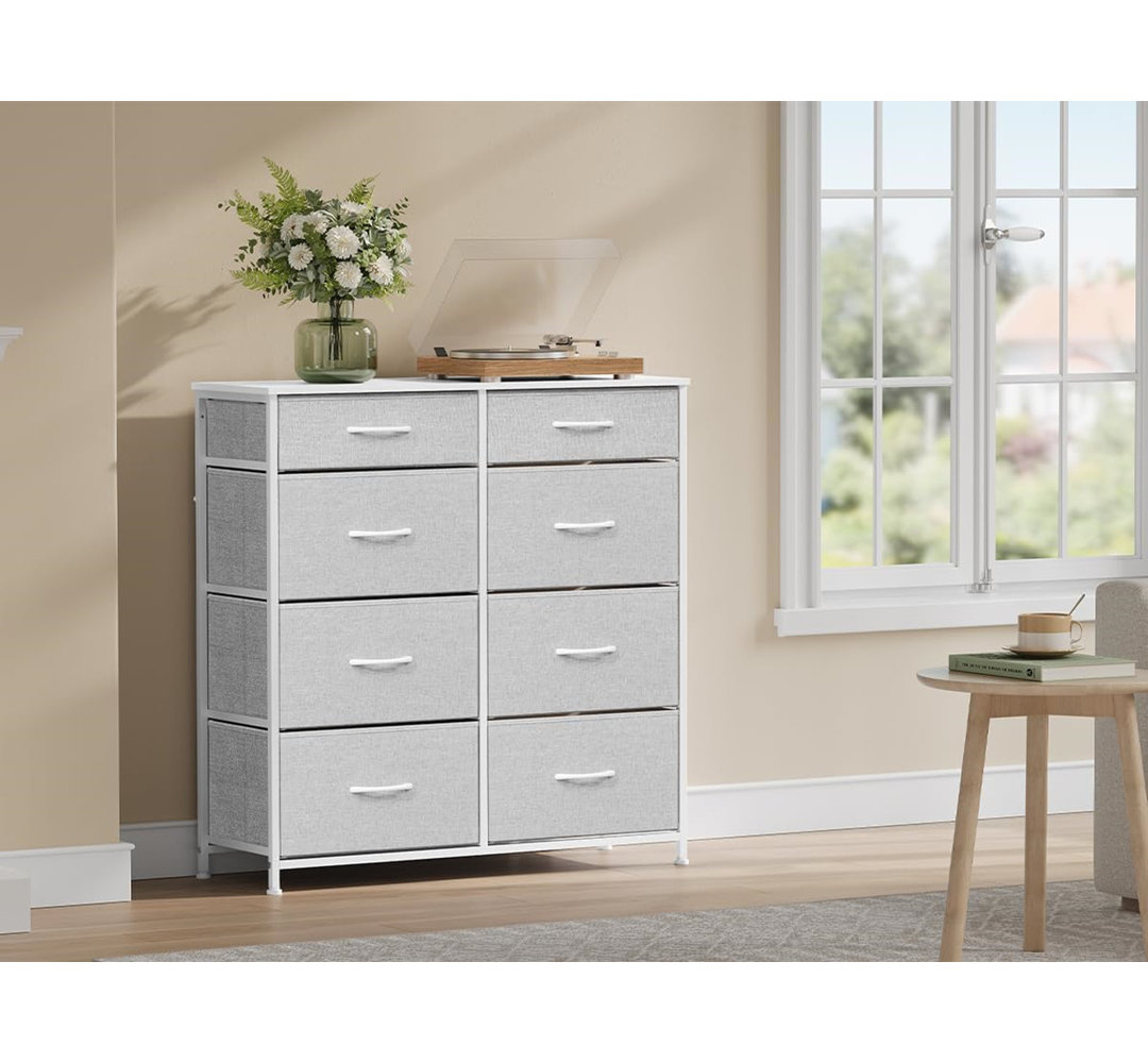 Kommode Mit 8 Stoffschubladen, Kommodenschrank Sideboard Schubladenschrank, Für Schlafzimmer Wohnzimmer Flur, Aus Metall...