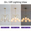 Lustre à intensité variable 6 lumières avec abat-jour en lin, métal doré brossé-381511734