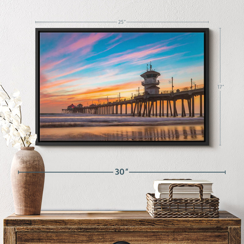 «Daley California Beach Dock At Sunset», reproduction sur toile, H 17 po x l 25 po