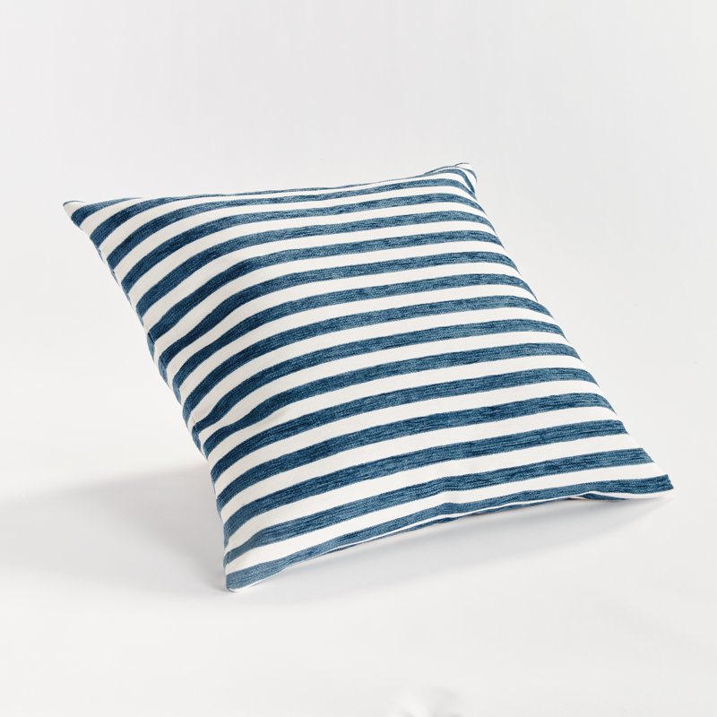 Striped Indoor/Outdoor Reversible Throw Pillow, Dark Blue, Square 24"