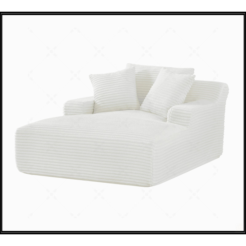 Chaise longue surdimensionnée en velours côtelé doux, Ivoire ivoire