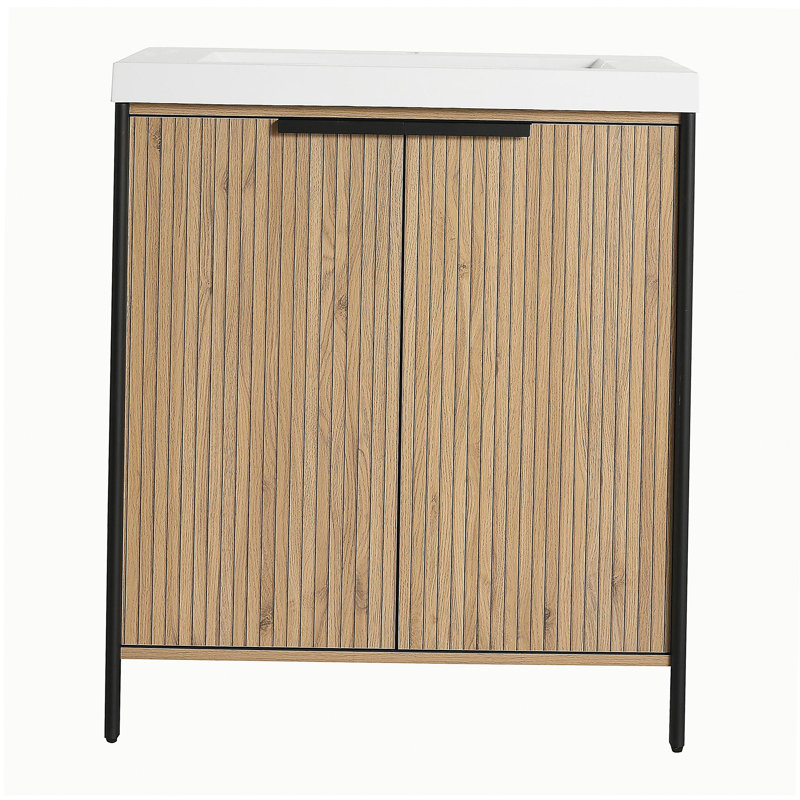 30-inch Freestanding Bathroom Vanity with Resin Sink and 2 Soft-Close Cabinets
