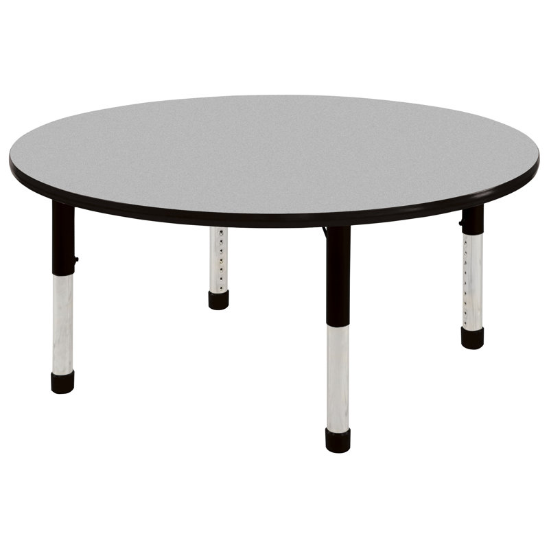 Table ronde à hauteur réglable, 48", Gris / noir, Épais