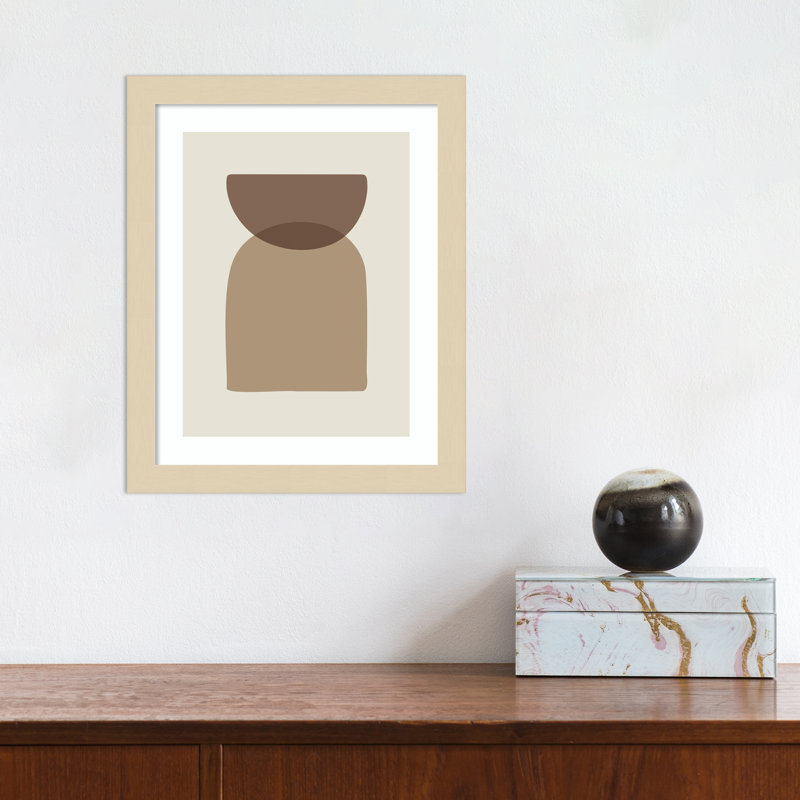 Arch Half Moon Abstract by The Creative Bunch Studio, 25" H x 21" W, Brown Framed