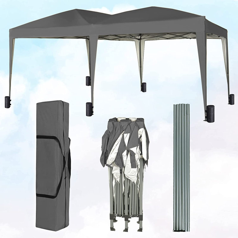 3m x 6m Metal Pop Up Gazebo, Grey