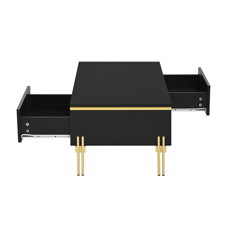 Coffee Table with 2 drawers black, Black