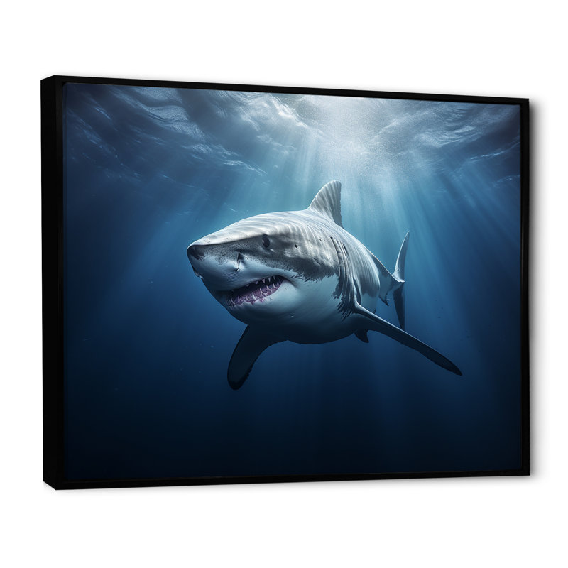 " Oceans Blue Ghost Shark Photography III ", Black Floater Framed, 34" H x 44" W x 1.5" D